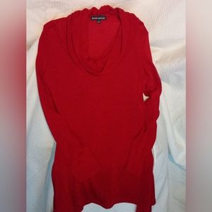 Ladies sz small, long sleeve red cowl-neck, sweater/blouse